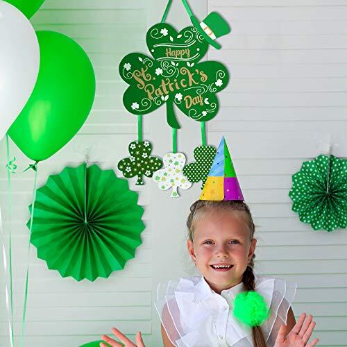 Happy St. Patrick's Day Door Sign Wooden Irish Hanging Welcome Board Shamrock - Zdjęcie 5 z 8