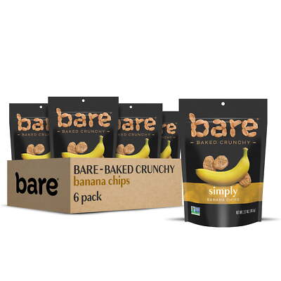 Bare Baked Crunchy Banana Chips Simply Delicious Banana Gluten Free 2.7Oz 6Count