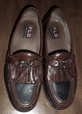 FLORSHEIM *TASSELED LOAFERS* BLACK & BROWN LEATHER SHOES  display picture 1