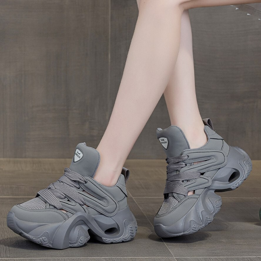 SAOLA Suola spessa moda sneaker donna pelle plateau piatto stivaletti scarpa comoda