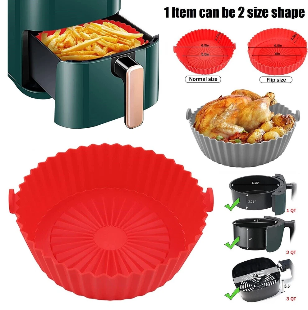 Air Fryer Pot Air Fryer Basket Linings Non-Stick Safe Silicone Oven Baking Tray Air Fryer Pot Air Fryer Basket Linings Non-Stick Safe Silicone Oven Baking Tray