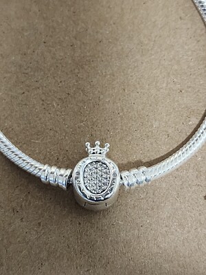 AUTHENTIC PANDORA MOMENTS CROWN O CLASP SNAKE CHAIN BRACELET