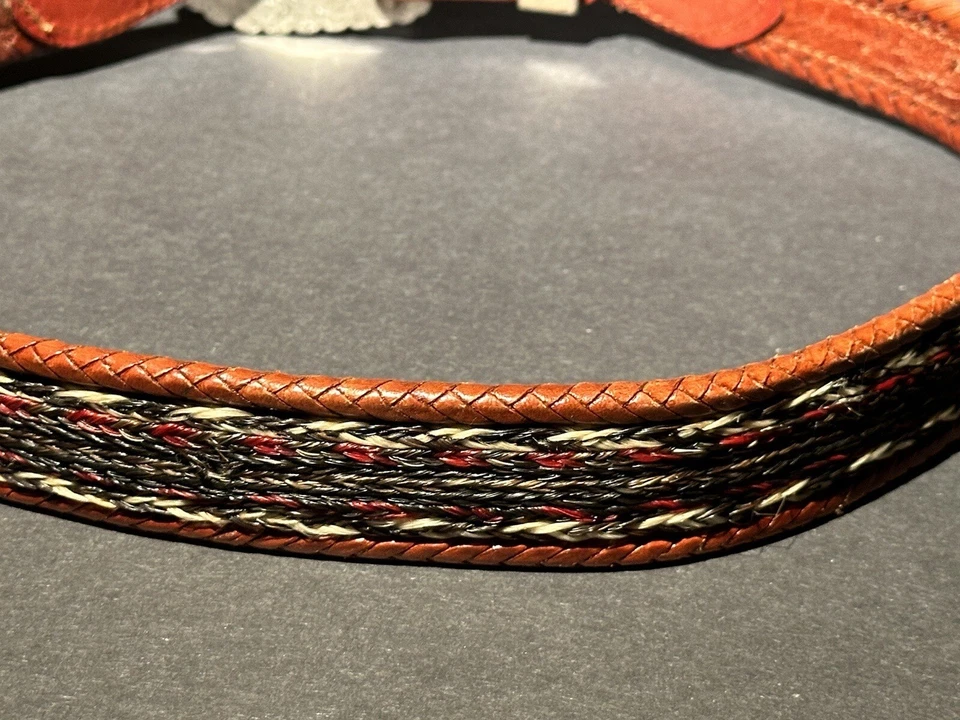 Cinturón occidental de cuero coñac y crin de caballo trenzado NOCONA para hombre talla 32 usado Foto 3 de 4