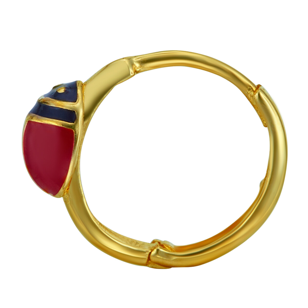 Wellingsale 14k Yellow Gold Ladybug Huggies Earrings (10 x 10 mm)