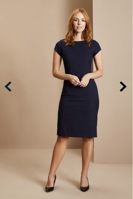 Simon Jersey Contemporary Slash Neck Dress, Navy Uk 10