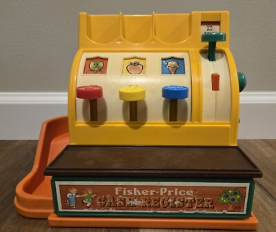 VINTAGE 1974 FISHER-PRICE TOYS CASH REGISTER ~ DRAWER & BELL WORKS! 3 COINS