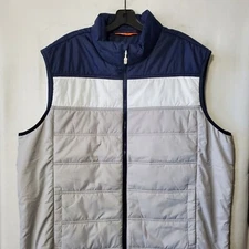 Cutter & Buck Vest Men’s XL Grey Puffer Quilted Full Zip C-Buck Lightweight 