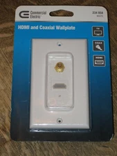 Commercial Electric White HDMI and Coaxial Wallplate Part # 234 858