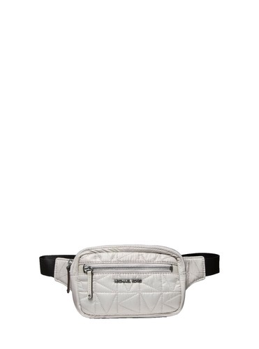 Quilted Metallic Silver Fanny Pack Belt Bag Sling Bag with  display picture 2