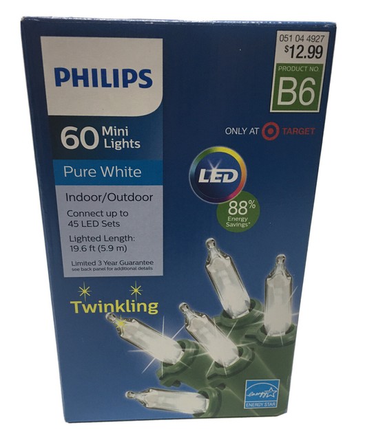 Philips Pure White 60 Mini Twinking Lights. 19.6 ft. Lighted Length. eBay