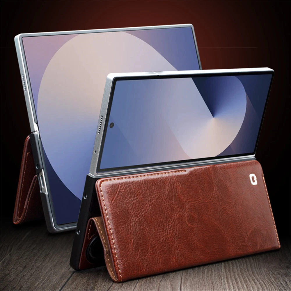 Genuine Cowhide Leather Flip Case for Samsung Galaxy Z Fold6 5 Card Pocket Cover - Picture 3 of 30