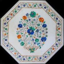 Tavolo 18" marmo intarsiato piano pietra dura giardino antico caffè pranzo arredo w100