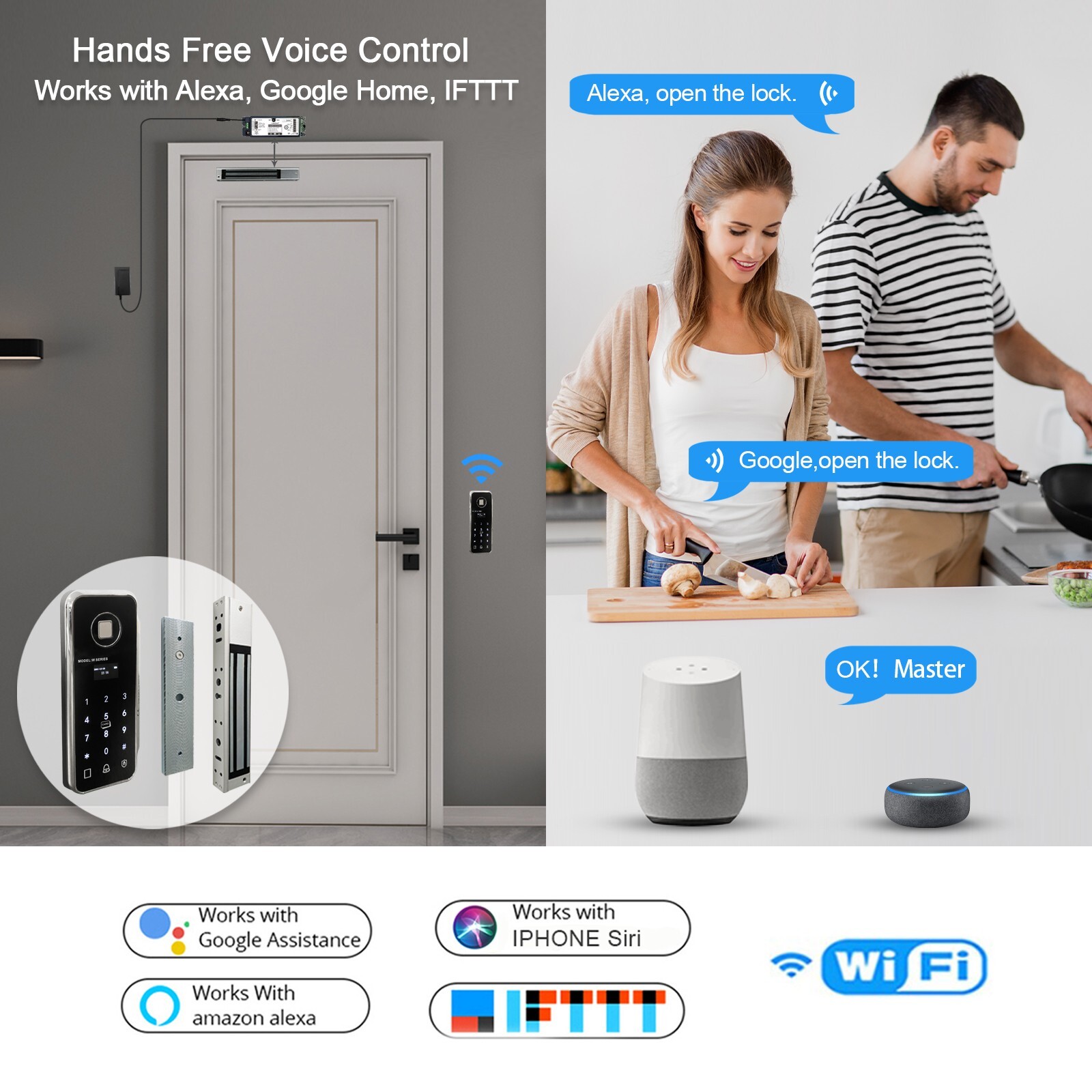 WiFi Access Control Magnetic Lock System with Wireless Fingerprint Keypad