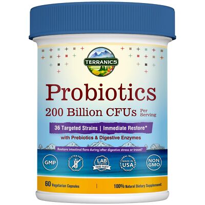Terranics Daily Probiotics for Men & Women, 200 Billion 36 Strains 60 Veggie Cap