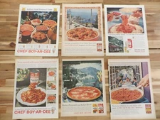 Lot of 6 Original Vintage Print Ad Ads 1940s-80s Chef Boy-AR-Dee PIZZA Ravioli