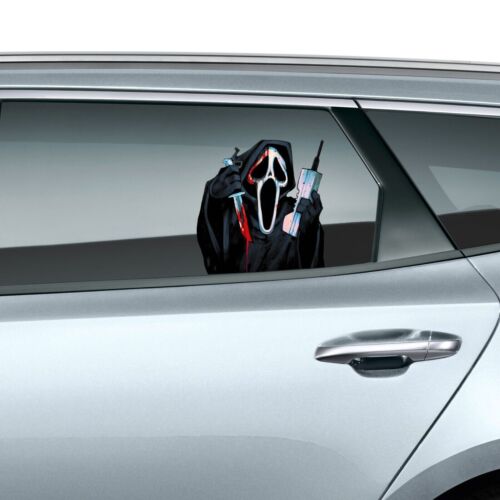 Autocollant sticker voiture visage fantôme criant regard fenêtre murale Halloween horreur cadeau - Photo 2 sur 2