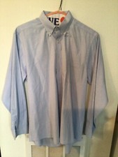 Chaps Classic Twill Blue Stripe Button Down Dress Shirt Sz 16-16.5 34/35