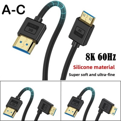 HDMI Cable Super Slim 8K Mini HDMI To HDMI 2.1 Cable Ultra High Speed 48GBPS