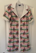 Smak Parlour Women's Dress Size L Retro Rooster Pattern W Button Front