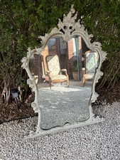 Stunning French Rococo Style Ornate painted Over Mantle Or Wall Mirror  - Large