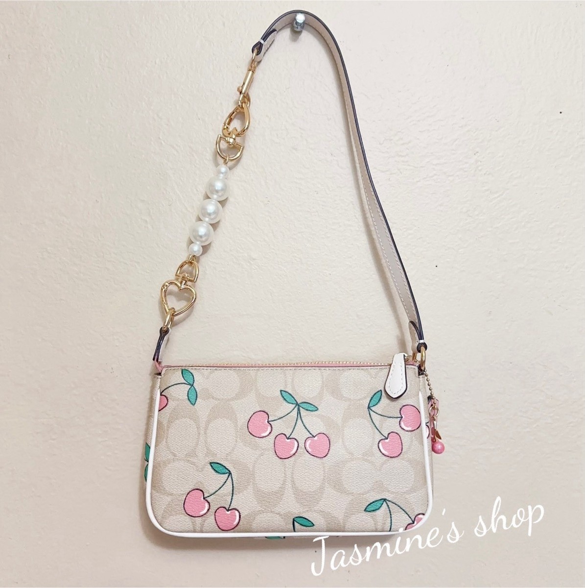 coach Nolita 19 In Signature Canvas With Heart Cherry Print