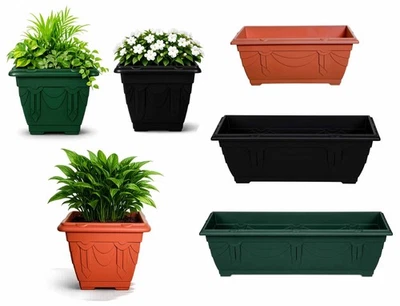 VENETIAN PLANT FLOWER POT POTS PLANTER CONTAINER PLASTIC SQUARE RECTANGULAR - Image 1 of 4