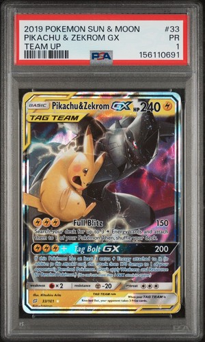 Pikachu & Zekrom-GX graded PSA 1 for sale on eBay