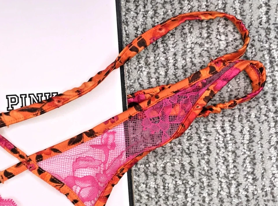 Victoria's Secret Muy Sexy Nuevo con Etiquetas XXL Naranja Tirantes Satén Tanga Panty Tropical Foto 4 de 4