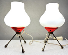 COPPIA  ABAT JOUR LAMPADA  COMODINO TV MID CENTURY TRIPODE UTOPIE DU PLASTIQUE