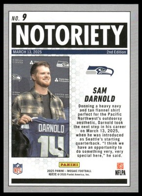 2025 Panini Mosaic #9 Sam Darnold Notoriety | eBay