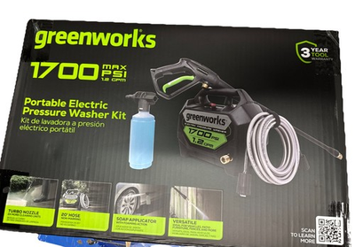 #ad #ad Greenworks 1700 Psi Hand Carry Pressure Washer PW1603 20Ft Hose 35Ft Cord 2 Nozz $98.00