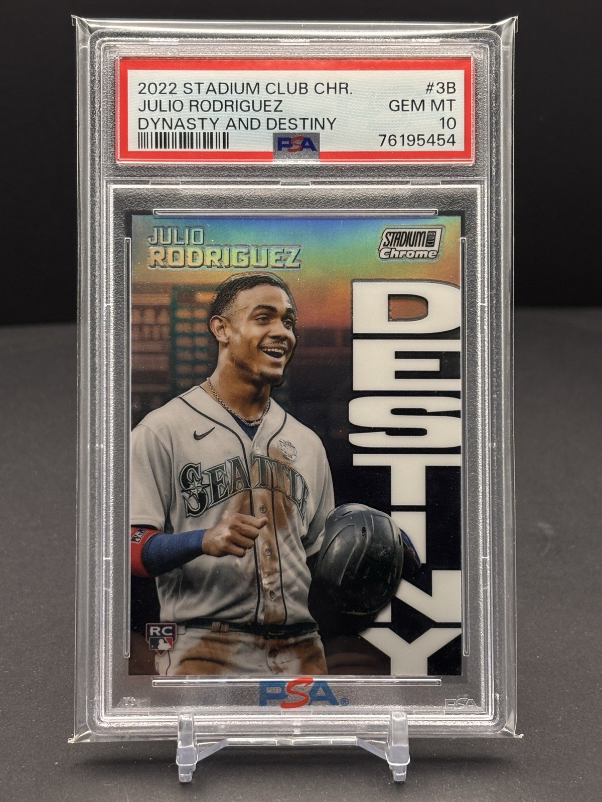 2022 Topps Stadium Club Chrome Julio Rodriguez Rookie RC Destiny Ref. PSA 10