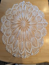 Crochet Round Lacy Tablecloth Pineapple Motif - Vintage