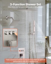 Shower Faucet Set, 10 Inch Ceiling Mount Rainfall Shower System with 6 Inch Wall