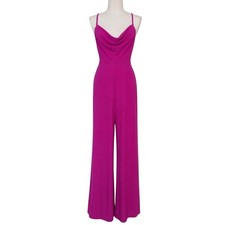 Halston Axelle Hibiscus Crepe Wide Leg Jumpsuit Pink Size 2 NWT