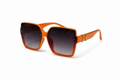 Oversized Square Sunglasses   Luxury Designer Style, Orange Frame, Dark Lens