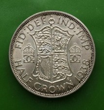 1938 George VI Scarce Half Crown Coin EF #3009c