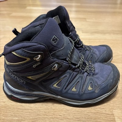 Salomon X Ultra 3 Mid GTX Hiking Boots Shoes Blue Gray 398691 Womens Size 7.5