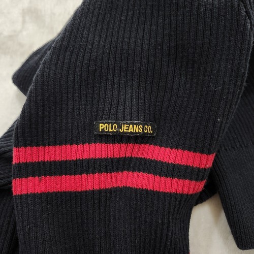 VTG Ralph Lauren Polo Jeans Company Mens Sweater XL Black Cotton Tight Knit Y2K - Picture 4 of 6