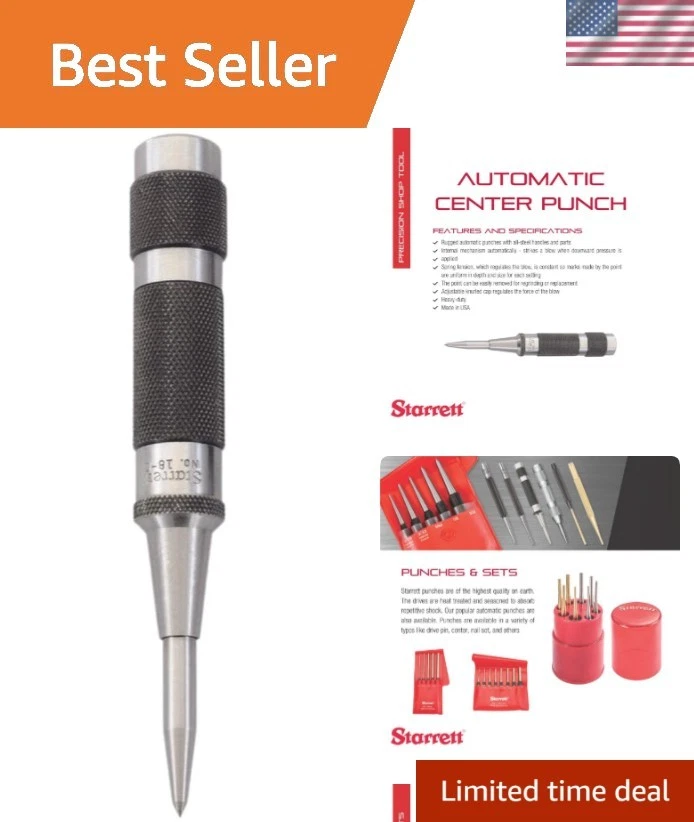 Punzón central automático de acero con carrera ajustable - 5-1/4" de longitud, 11/16" P... - Imagen 1 de 4
