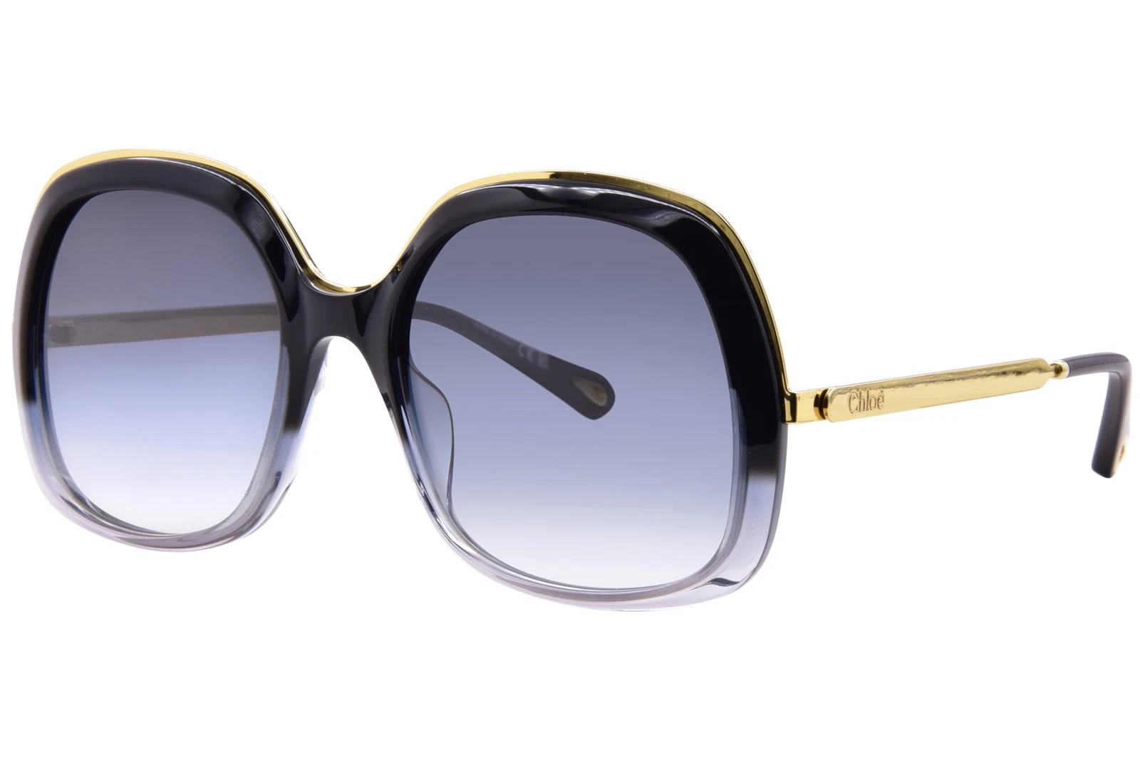 Chloe — Chloe CH0327S 005 Sunglasses Women's Grey/Gold/Grey Gradient Square Shape 56mm