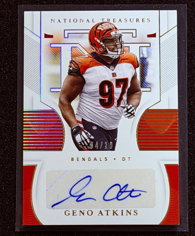 2020 Panini National Treasures Geno Atkins Signatures Holo Gold Auto /10 Bengals