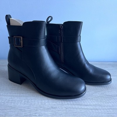 White Mountain Women's Narrows Heeled Black Smooth Booties Size 5.5