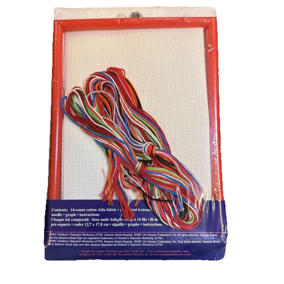 Janlynn Counted Cross Stitch Kit Sesame Street Elmo Soccer Vintage NOS - Image 2 of 2