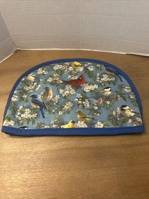 Tea Cozy Blue With Birds Fabric Handmade Cotton 13  By 10  Padded
