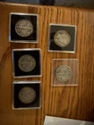 5x US Half Dollars Walking Liberty and Barber Design in Holders, Circulated