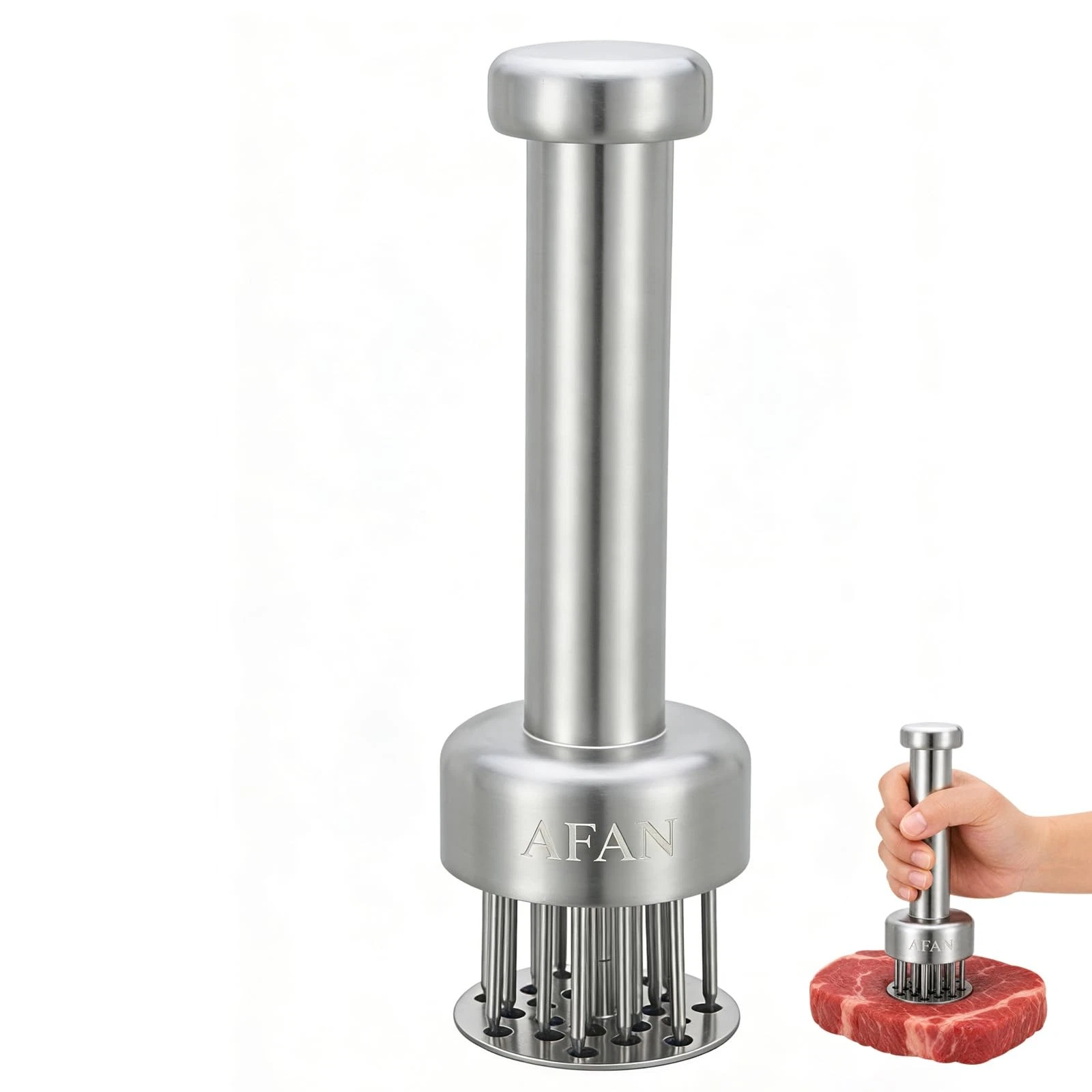 Stainless Steel Meat Tenderizer Tool with 21 Sharp Needles, Meat Tenderizer M...