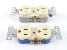 Lot of 2 Cooper Eagle Electric Receptacle Outlets 15A 125V Beige