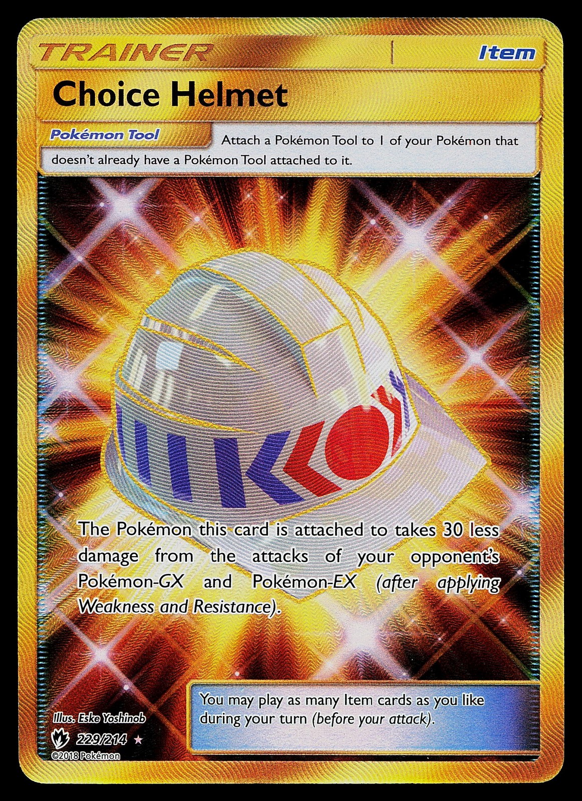Pokemon Card - Choice Helmet Lost Thunder 229/214 Secret Rare