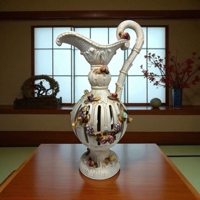Vintage Hand Painted Lenwile Ardalt Japan Artware Rare Flower Fruit Vine Vase